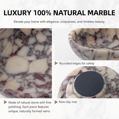 Luxury Natural Marble Decorative Bowl – Medium 7-Inch Calacatta Viola Marble - Image 4