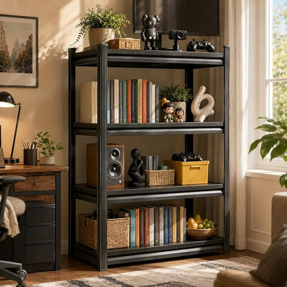4-Tier Heavy Duty Metal Bookshelf, 2000LBS Adjustable Industrial Bookcase by BEESTMUEBLE