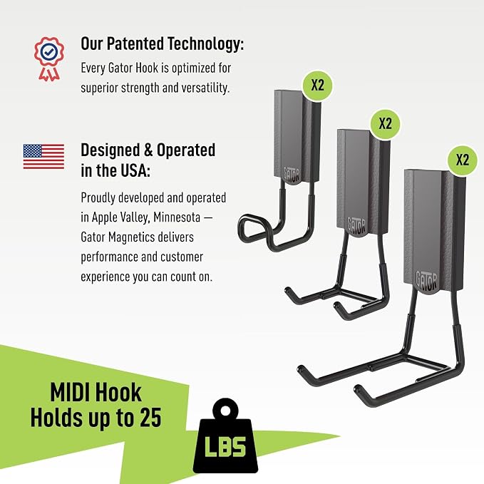 GATOR MAGNETICS MIDI 2.5 & 4" Open Hooks, 25 lb Heavy Duty Magnetic Hooks - Image 2