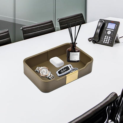 Luxury Leather Valet Tray Desktop Storage Organizer, Bedside Vanity Catchall - Image 7