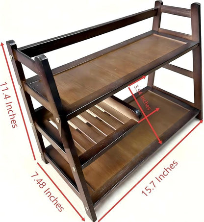 3 Tier Bamboo Matcha Station, coffee station organizer Shelf | - Image 5
