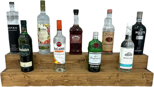 Tiered Bottle Shelf | 2 Tier Liquor Bottle Display | Bar Organization | Display by Unknown