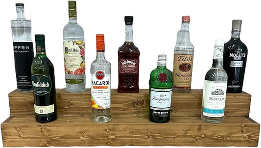 Tiered Bottle Shelf | 2 Tier Liquor Bottle Display | Bar Organization | Display by Unknown