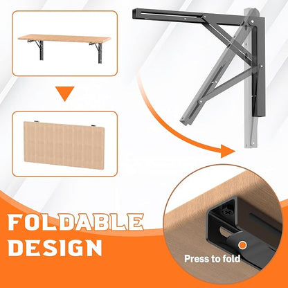 TORACK 16 inch Folding Wall Shelf Brackets, Space-Saving Collapsible Shelf - Image 3