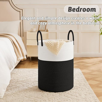 Laundry Basket, Woven Cotton Rope Laundry Hamper, 100L - Image 4