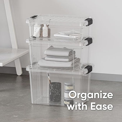 Superio Storage Bins with Lids- 6 Pack, 7.4 Qt Clear Boxes - Image 6
