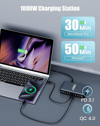 880W USB C Charger Block, 8-Port USB C Charging Station GaN IV Travel - Image 6