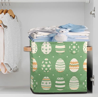 TropicalLife 13x13x13 Inch Large Fabric Storage Cube Easter Sage Green Foldable - Image 2