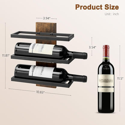 Hoctieon 3 Tier Wall Mount Wine Rack Set, Wall Mounted Wine Bottle Rack - Image 8