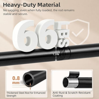 STORAGE MANIAC Closet Rods for Hanging Clothes 17.5 to 61 Inches Heavy Duty - Image 3