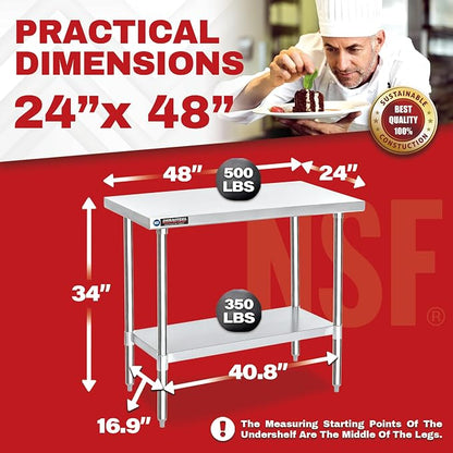 DuraSteel 24x48 Stainless Steel Work Table - Image 6
