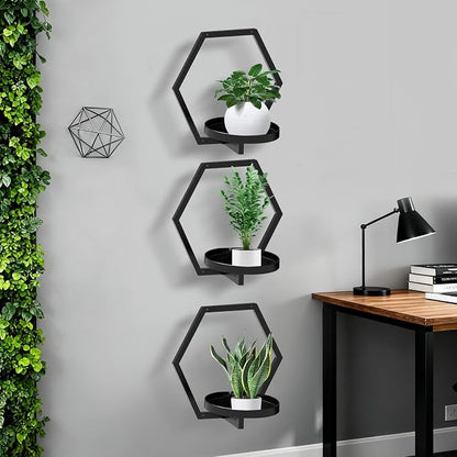 Garvee Hexagon 4 PCS Wall Shelf - 20Lb Load Capacity - Image 8
