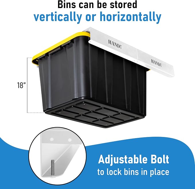 HandT USA Based Overhead Garage Storage Rack, Ceiling Tote Bin Organization - Image 8
