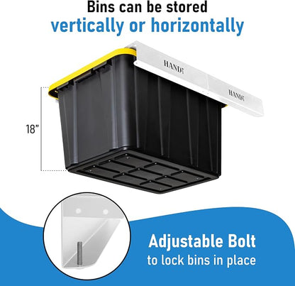 HandT USA Based Overhead Garage Storage Rack, Ceiling Tote Bin Organization - Image 8