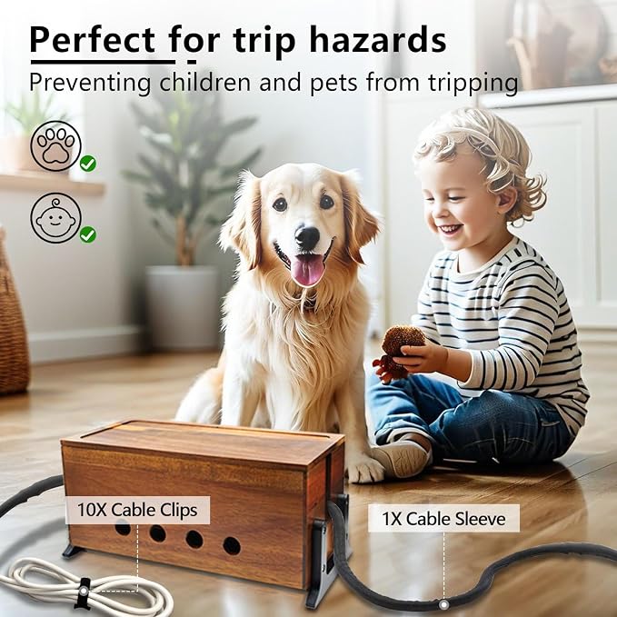 Large Cable Management Box, Wood Cord Hider Box & Organizer - Image 5
