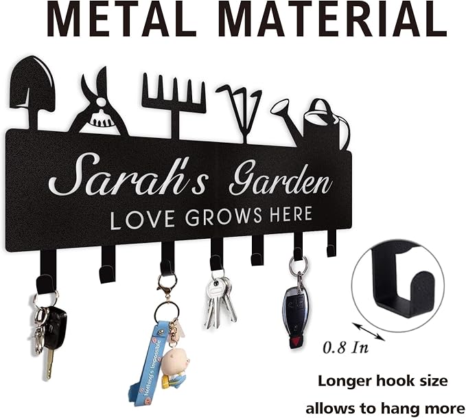 Personalized Key Holder for Wall, Custom Name Wall Mounted Black Key Hanger - Image 8