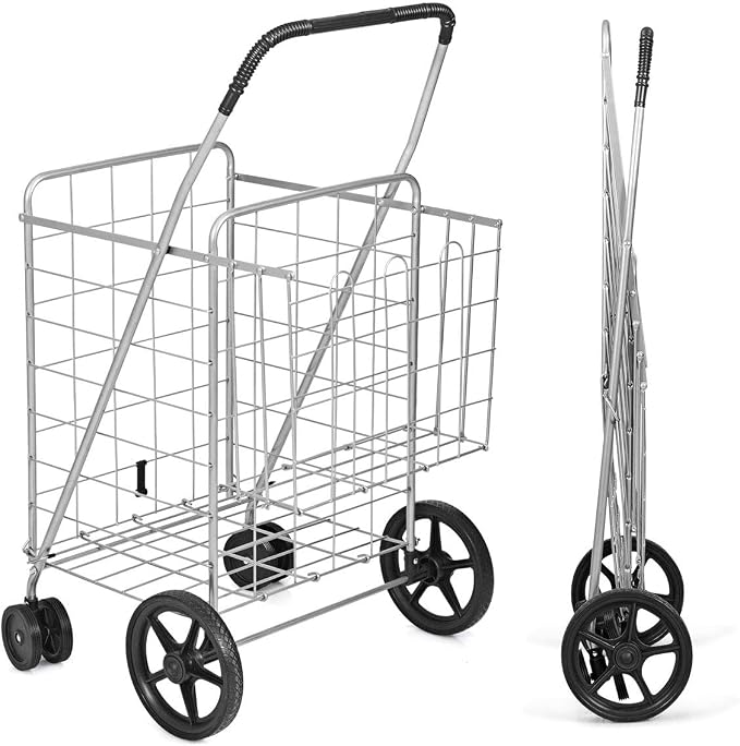Goplus Jumbo Folding Shopping Cart - Image 2