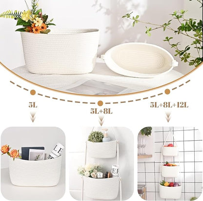 Hanging Basket, 3-Tier Woven Wall Basket - Image 5