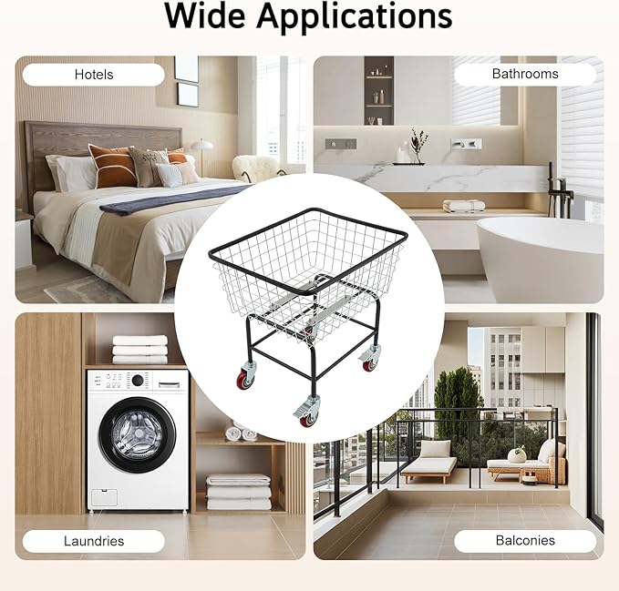 4.5 Bushel Steel Wire Laundry Cart, Commercial Wire Laundry Basket - Image 5