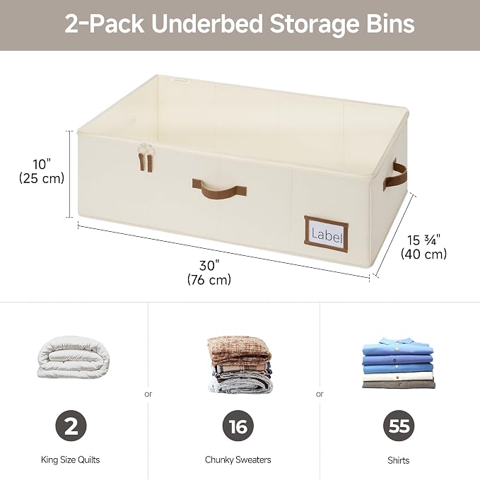 StorageWorks Under Bed Storage Bins, 77L Clothes Organizer - Image 2