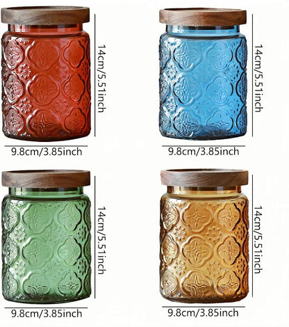 Vintage Glass Storage Jar with Solid Wood Lid - Image 2