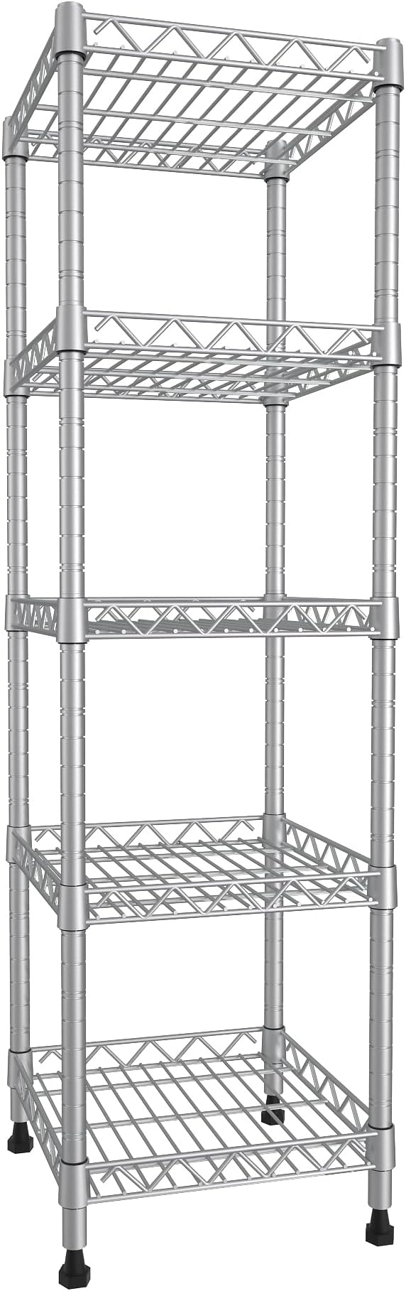 GIOTORENT 5 Tier Standing Shelving Metal Units, Adjustable Height Wire Shelf - Image 8