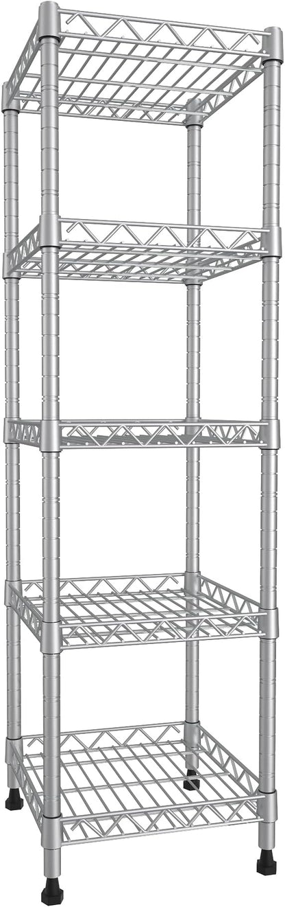 GIOTORENT 5 Tier Standing Shelving Metal Units, Adjustable Height Wire Shelf - Image 8
