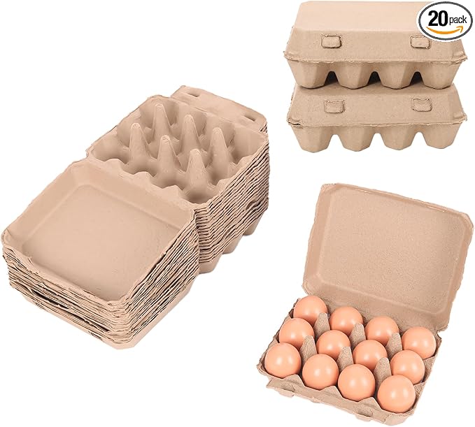 20 Pack Egg Cartons Bulk, 3x4 Style Reusable Empty Natural Paper Pulp Egg by Unknown