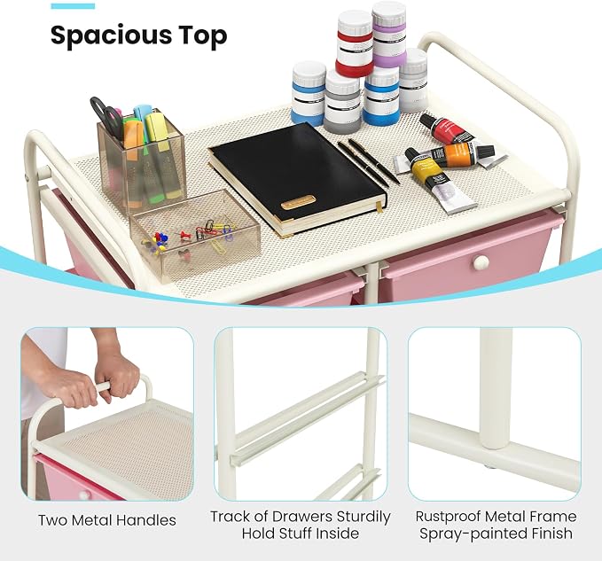 Giantex 10 Drawers Rolling Cart, Classroom Organizers, Storage Cart - Image 7