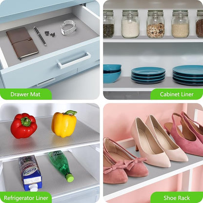 Light Gray Shelf Liners for Kitchen Cabinets Non Adhesive Drawer Liner for - Image 2