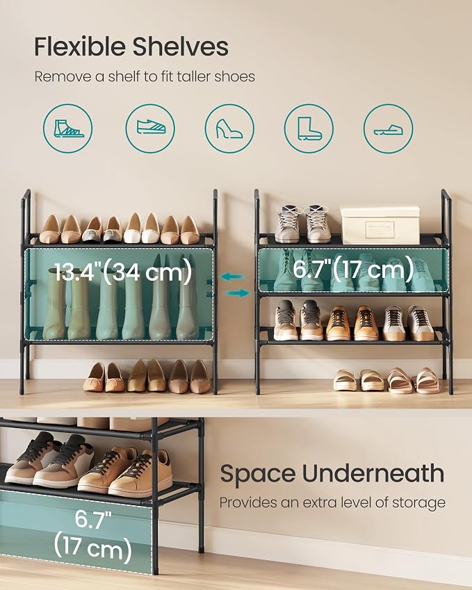 SONGMICS 3-Tier Shoe Rack, Shoe Storage - Image 5