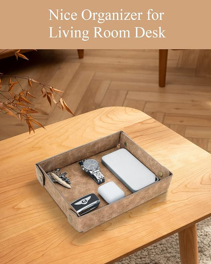 CASIRENA Father's Day Gifts Faux Leather Valet Tray Organizer - Image 7