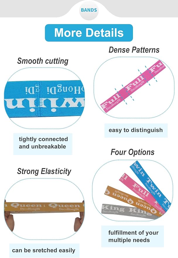 24 Packs Bed Sheet Organizer and Storage Size Label Bands, Elastic Sheet Folder - Image 6