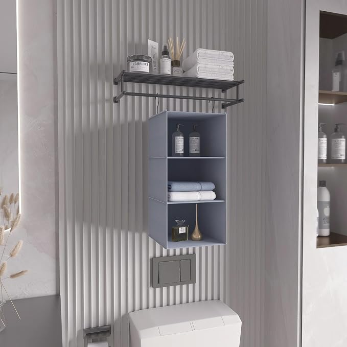 Hanging Closet Organizer and Storage 3-Shelf, Easy Mount Foldable Hanging - Image 6