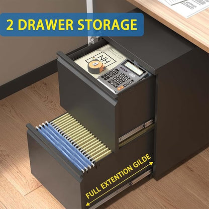 Guizeeopo 2 Drawer Locking File Cabinet, Fully Assembled Heavy-Duty Metal - Image 5