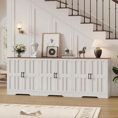 Sideboard Buffet Cabinet, Modern Farmhouse Kitchen Storage Cabinet, 94.5" - Image 8