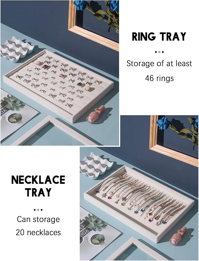 Coward Set of 5 Stackable Jewelry Organizer Tray Necklace Earring Box Storage - Image 4