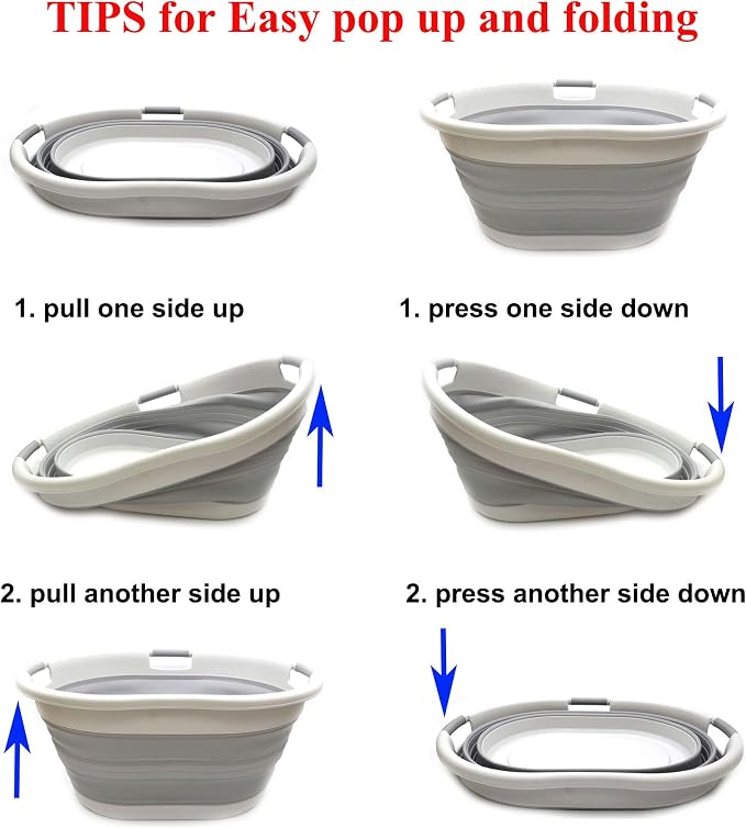 SAMMART 57L Collapsible 3-Handled Plastic Laundry Basket - Image 6