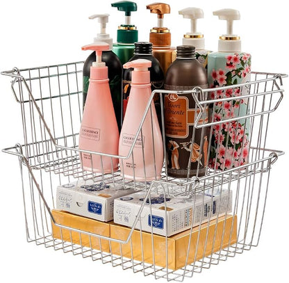 Stackable Wire Metal Baskets Fruit Vegetable Organization Pantry Cabinet Metal - Image 5
