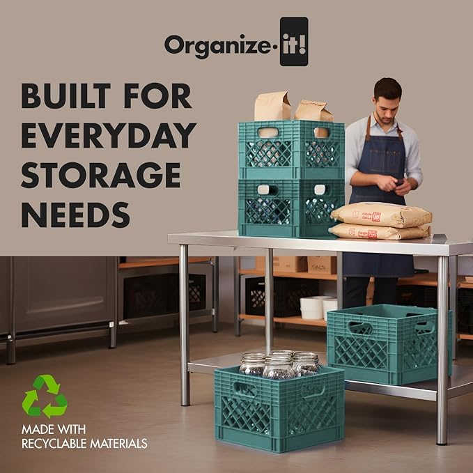 ORGANIZE-IT! Authentic Milk Crate, 4 Pack - Image 4