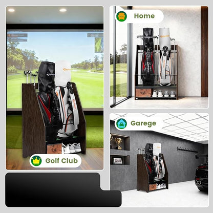 Golf Bag Organizer Rack – Large Wooden Golf Storage - Image 5
