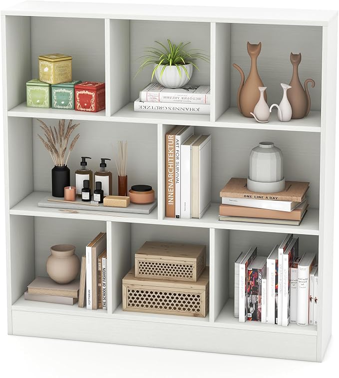 Giantex 8 Cube Bookcase, 4-Tier Freestanding Bookshelf w/ 8 Open Compartments - Image 7