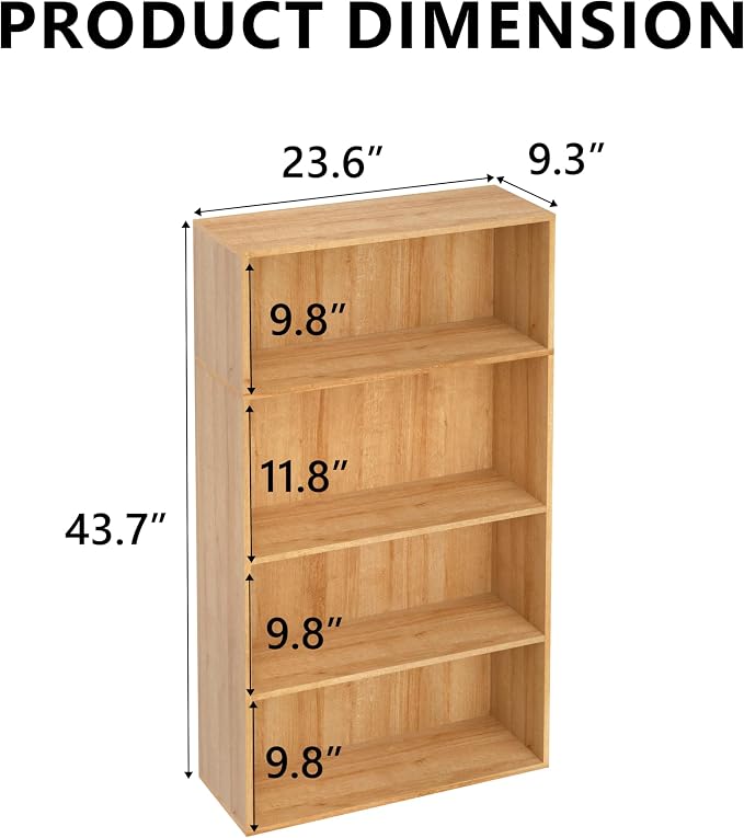 Wooden 4 Cube Storage Organizer, 4 Tier Low Bookcase Storage Display Organizer - Image 3