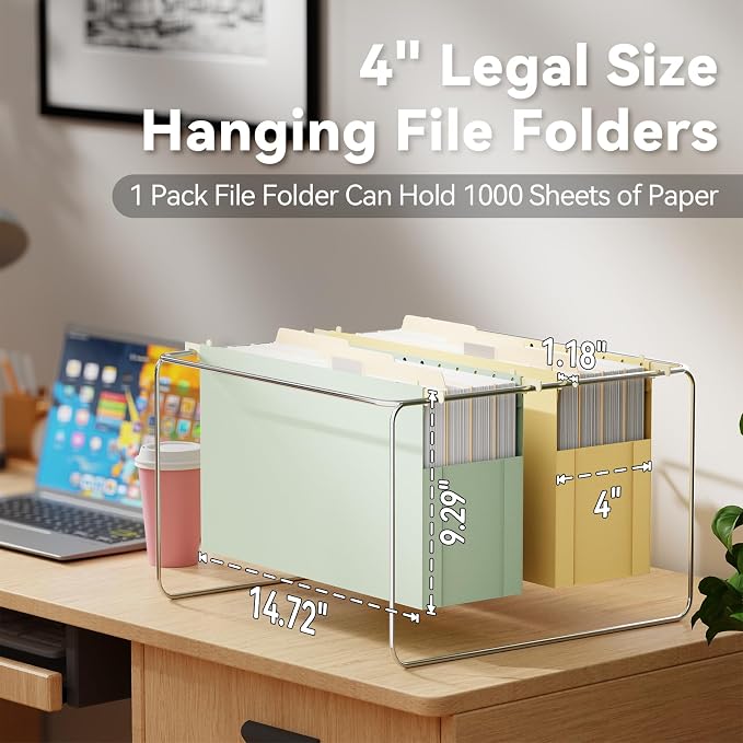 Ansook Legal Size Hanging File Folders, 6 Pack Extra Capacity Expanding File - Image 3