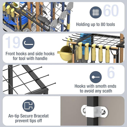 Garden Tool Organizer, Metal Yard Tool Organizer, Holds 70 Long-Handled - Image 5