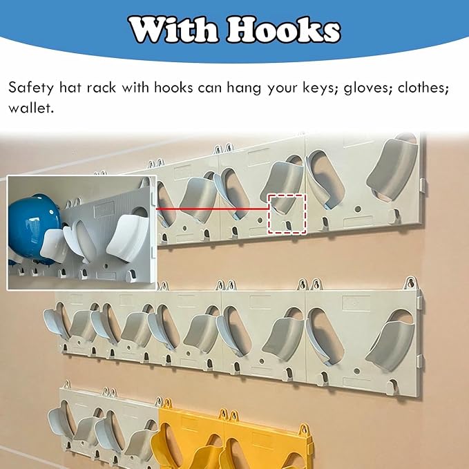 15 Pack No Drill Hard Hat Storage Rack Lightweight, Wall Mount Workshop/Fire - Image 4