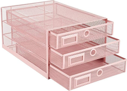Annova Desk Organizer Wire Mesh 3 Tier Sliding Drawers Paper - Image 4
