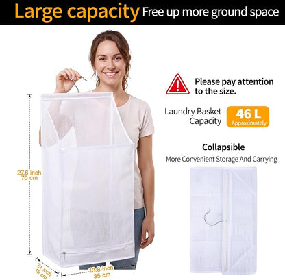 Hanging Collapsible Breathable Mesh laundry bags, Fast Drying Portable Space - Image 2