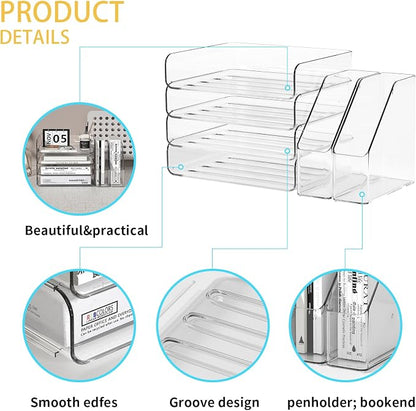 4-Tier Clear Acrylic Paper Tray Organizer - Image 3