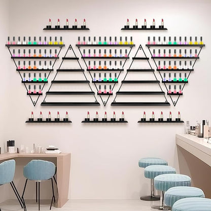10PCS Nail Polish Rack Wall Mounted Shelf, 5 Tiers Black Triangular Display Rack - Image 7